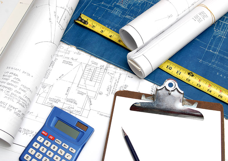 The best home contractor, plans, calculator and clipboard